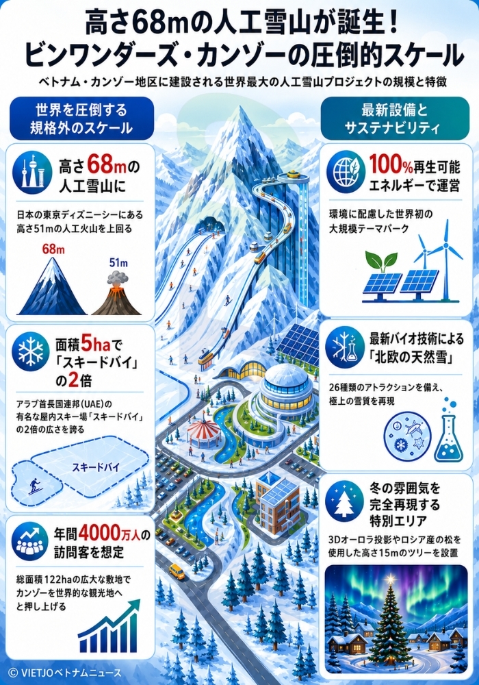 ホーチミン：「ビンワンダーズ」に高さ68mの人工雪山が誕生へ